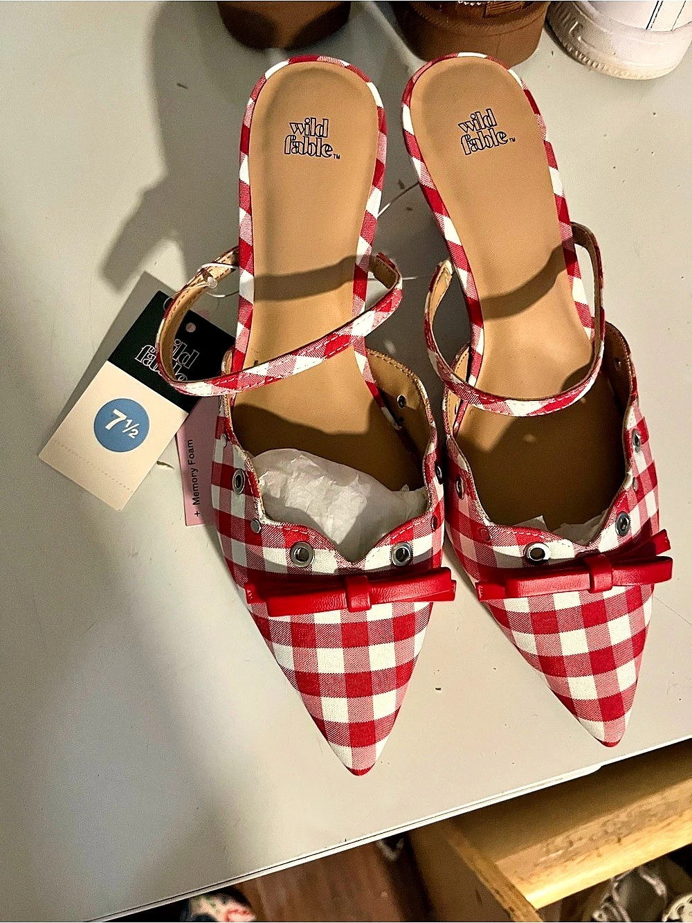 Miu Red & White Checkered Heels US 7.5 NWT